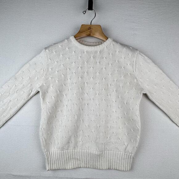 Vintage Neiman Marcus Cotton Cable Knit Sweater Ivory Cream Small 40” - Picture 2 of 9